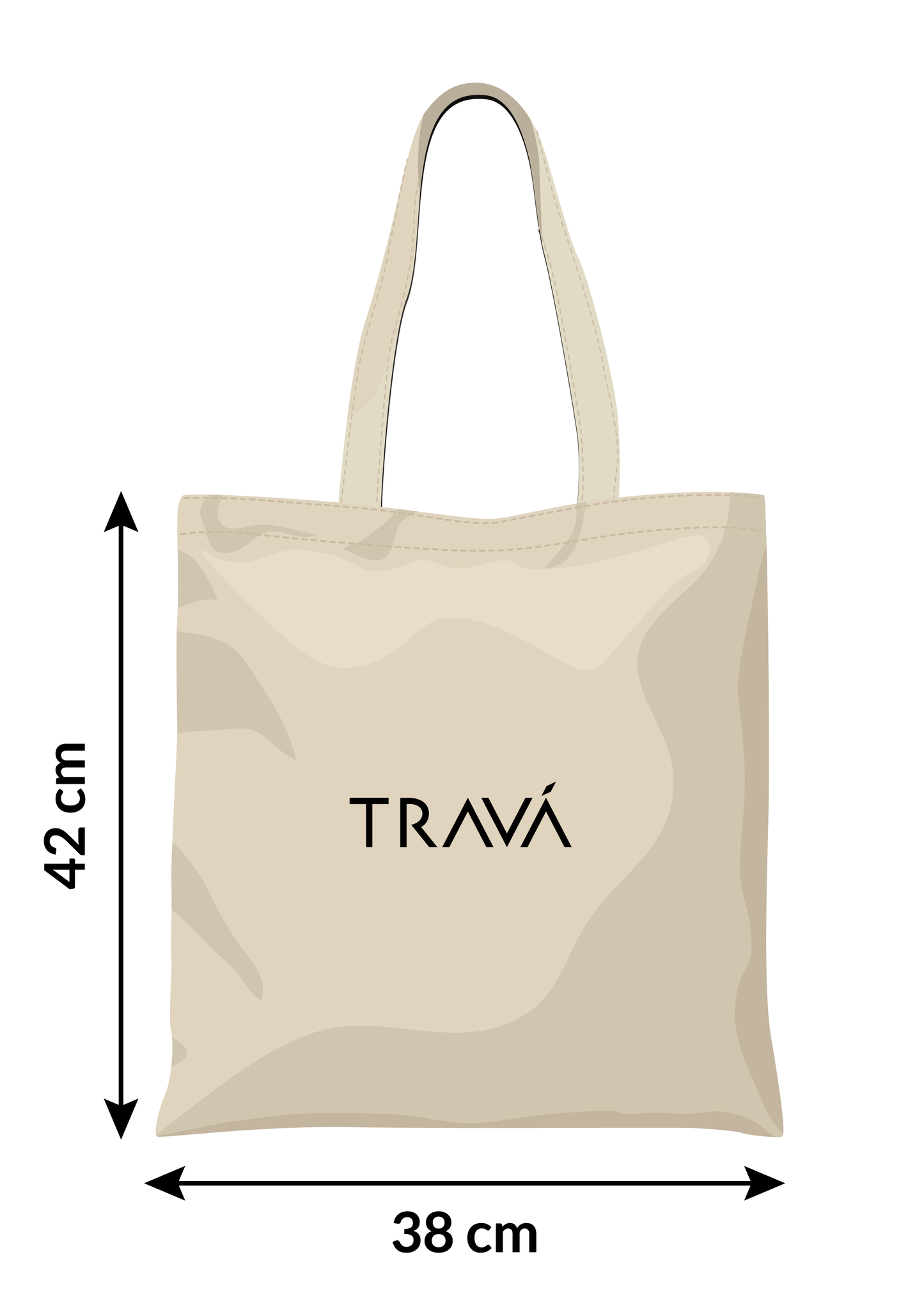 Torba natur TRAVÁ din bumbac 100%, dimensiune 38x42 cm, cu logo imprimat pe față.